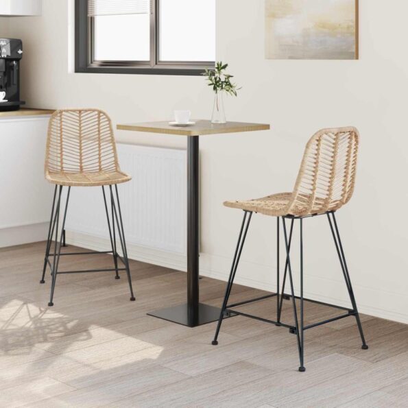 vidaXL Barová stolička 2 pcs Prírodná 44,5 x 54,5 x 97,5 cm – Obrázok 3