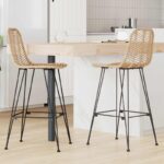 vidaXL Barová stolička 2 pcs Prírodná 44,5 x 53 x 111 cm