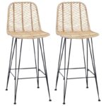 vidaXL Barová stolička 2 pcs Prírodná 44,5 x 53 x 111 cm – Obrázok 2