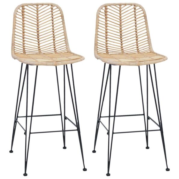 vidaXL Barová stolička 2 pcs Prírodná 44,5 x 53 x 111 cm – Obrázok 2