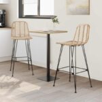 vidaXL Barová stolička 2 pcs Prírodná 44,5 x 53 x 111 cm – Obrázok 3