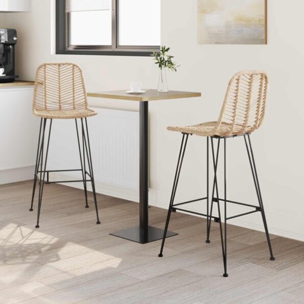 vidaXL Barová stolička 2 pcs Prírodná 44,5 x 53 x 111 cm – Obrázok 3
