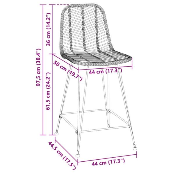 vidaXL Barová stolička 2 pcs Čierna 44,5 x 54,5 x 97,5 cm – Obrázok 11