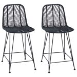 vidaXL Barová stolička 2 pcs Čierna 44,5 x 54,5 x 97,5 cm – Obrázok 2