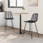 vidaXL Barová stolička 2 pcs Čierna 44,5 x 54,5 x 97,5 cm – Obrázok 3