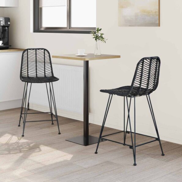 vidaXL Barová stolička 2 pcs Čierna 44,5 x 54,5 x 97,5 cm – Obrázok 3