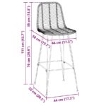 vidaXL Barová stolička 2 pcs Čierna 44,5 x 53 x 111 cm Ratan a železo – Obrázok 11