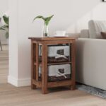 vidaXL Bočný stôl Hnedá 38 x 28 x 50 cm Mahagónový masív – Obrázok 3
