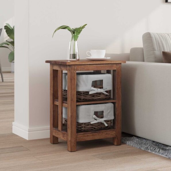 vidaXL Bočný stôl Hnedá 38 x 28 x 50 cm Mahagónový masív – Obrázok 3