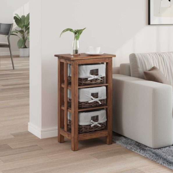 vidaXL Bočný stôl Hnedá 38 x 28 x 72 cm Mahagónový masív – Obrázok 3