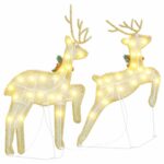 vidaXL LED Soby 2 pcs Teplá biela látka – Obrázok 7