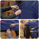 vidaXL Plášť pre kone Tmavozelená a čierna 165 cm Polyester – Obrázok 12