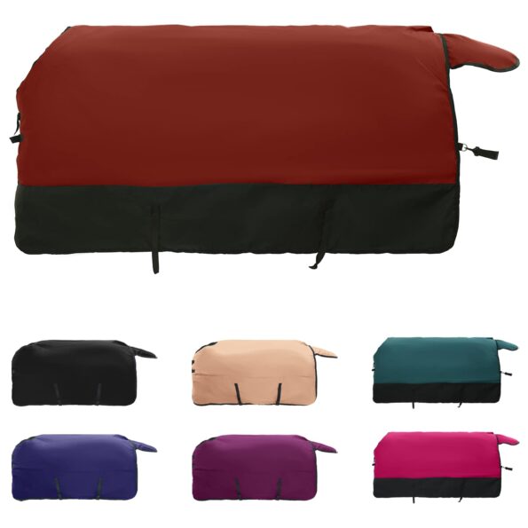 vidaXL Plášť pre kone Tmavozelená a čierna 155 cm Polyester – Obrázok 2