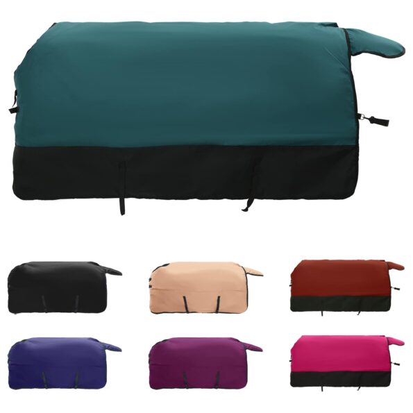 vidaXL Plášť pre kone Tmavozelená a čierna 85 cm Polyester – Obrázok 2