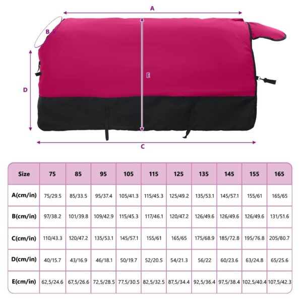 vidaXL Plášť pre kone Ružová a čierna 95 cm Polyester – Obrázok 10