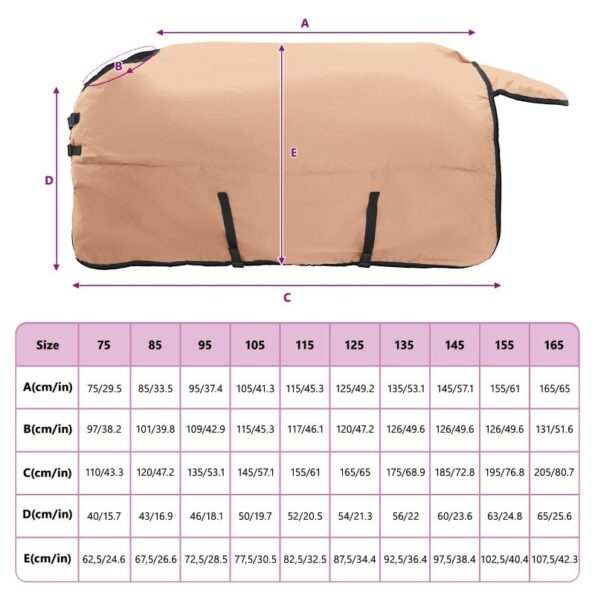 vidaXL Plášť pre kone Kapučínová 105 cm Polyester – Obrázok 10