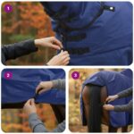 vidaXL Plášť pre kone Tmavozelená a čierna 165 cm Polyester – Obrázok 12