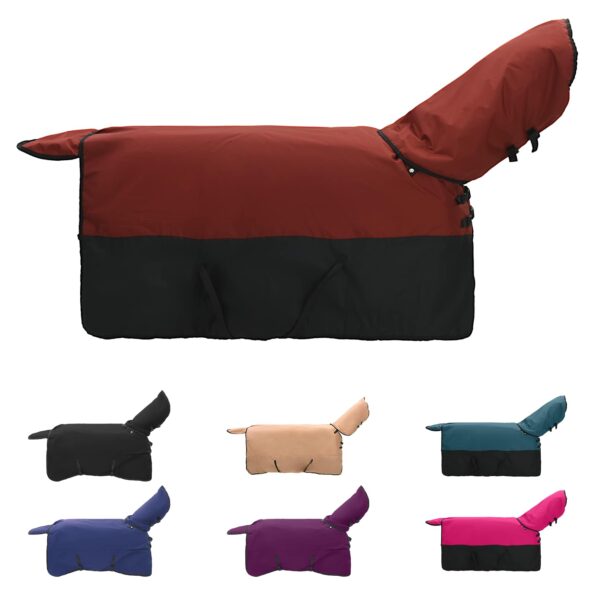 vidaXL Plášť pre kone Tmavozelená a čierna 75 cm Polyester – Obrázok 2