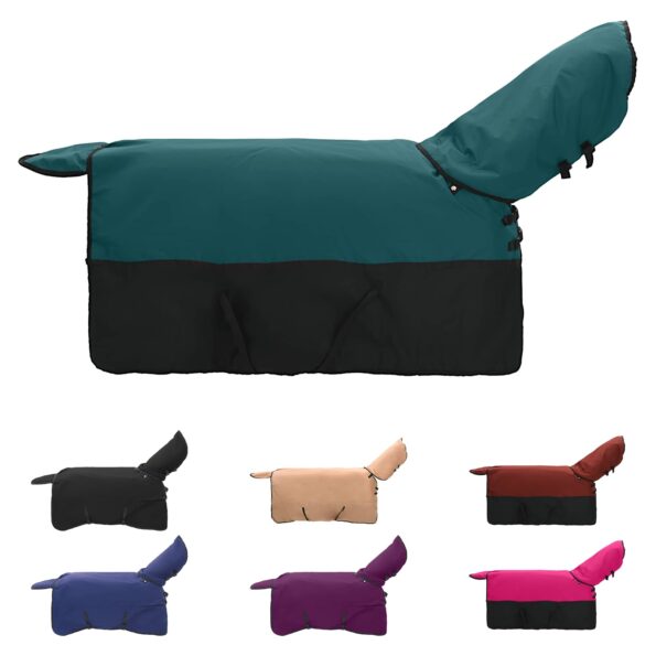 vidaXL Plášť pre kone Tmavozelená a čierna 125 cm Polyester – Obrázok 2