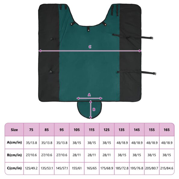 vidaXL Plášť pre kone Tmavozelená a čierna 135 cm Polyester – Obrázok 11