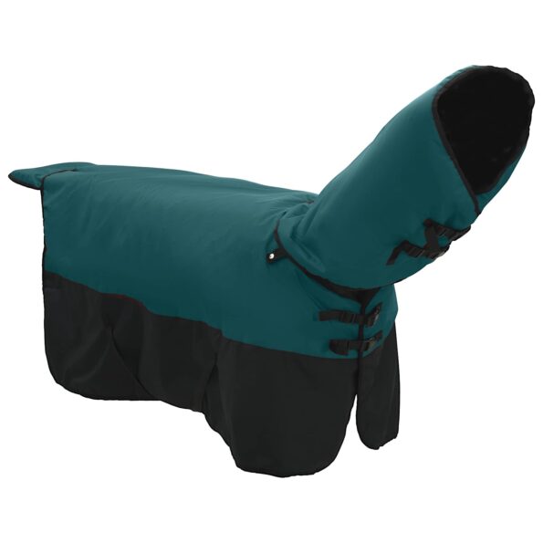 vidaXL Plášť pre kone Tmavozelená a čierna 165 cm Polyester – Obrázok 3