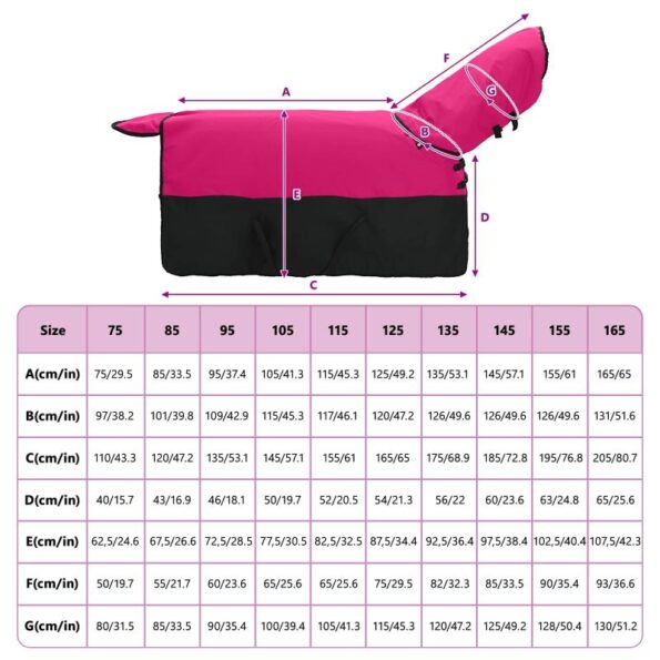 vidaXL Plášť pre kone Ružová a čierna 165 cm Polyester – Obrázok 10