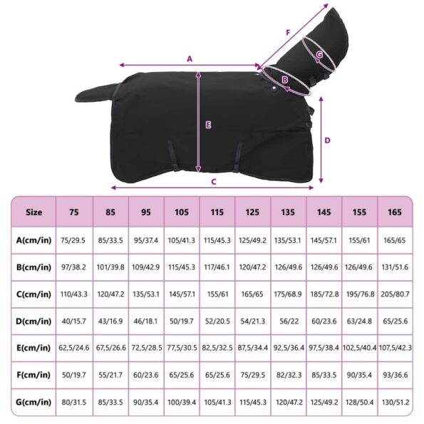 vidaXL Plášť pre kone Tmavozelená a čierna 115 cm Polyester – Obrázok 10