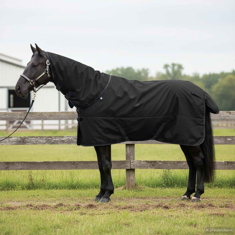 42013173_1.jpg vidaXL Plášť pre kone Tmavozelená a čierna 135 cm Polyester – Obrázok 1