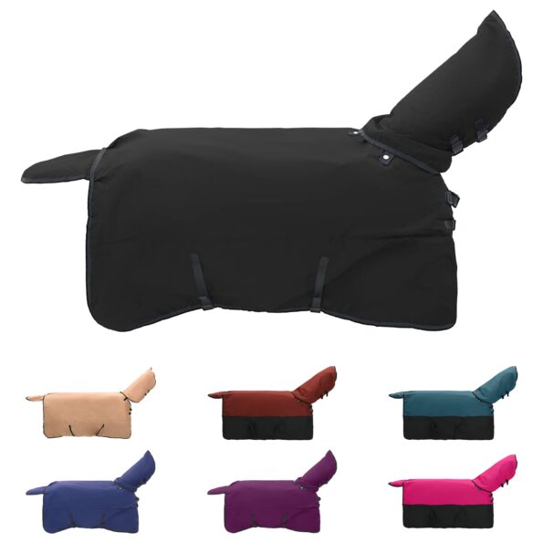 vidaXL Plášť pre kone Tmavozelená a čierna 165 cm Polyester – Obrázok 2