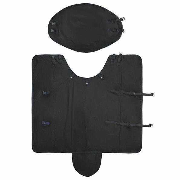 vidaXL Plášť pre kone Tmavozelená a čierna 165 cm Polyester – Obrázok 6