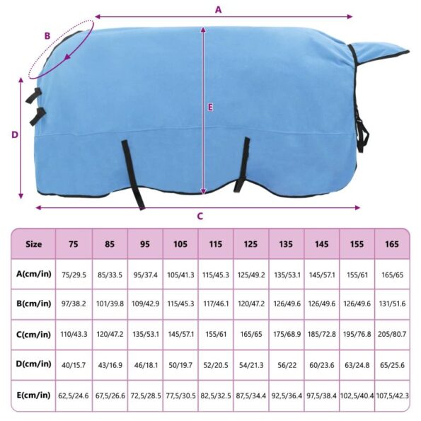 vidaXL Plášť pre kone Plný aqua Polyester – Obrázok 9