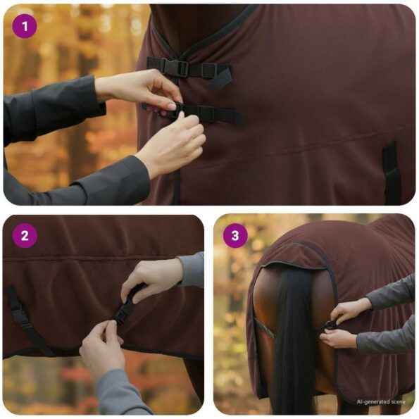 vidaXL Plášť pre kone Plná tmavohnedá 125 cm Polyester – Obrázok 11