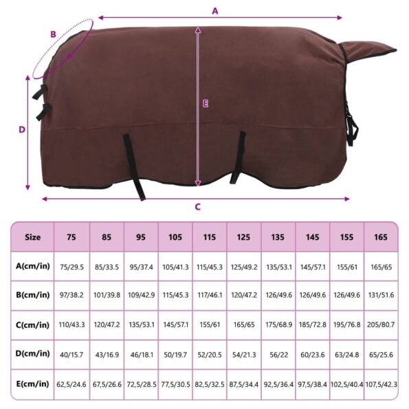 vidaXL Plášť pre kone Plná tmavohnedá 125 cm Polyester – Obrázok 9