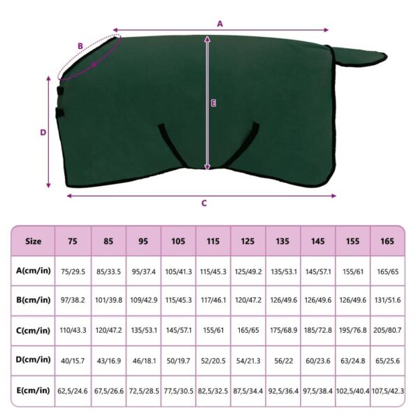 vidaXL Plášť pre kone Plná tmavozelená 75 cm Polyester – Obrázok 9