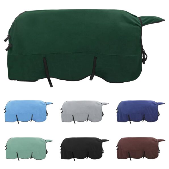 vidaXL Plášť pre kone Plná tmavozelená 165 cm Polyester – Obrázok 2