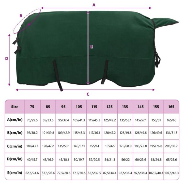 vidaXL Plášť pre kone Plná tmavozelená 165 cm Polyester – Obrázok 9