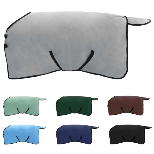 vidaXL Plášť pre kone Plná svetlošedá a ružová Polyester – Obrázok 2