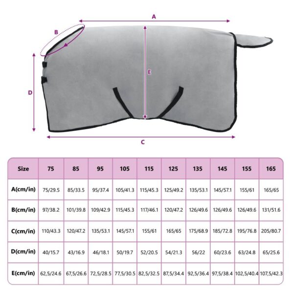 vidaXL Plášť pre kone Plná svetlošedá a ružová 115 cm Polyester – Obrázok 9