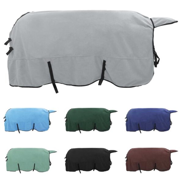 vidaXL Plášť pre kone Plná svetlošedá a ružová Polyester – Obrázok 2