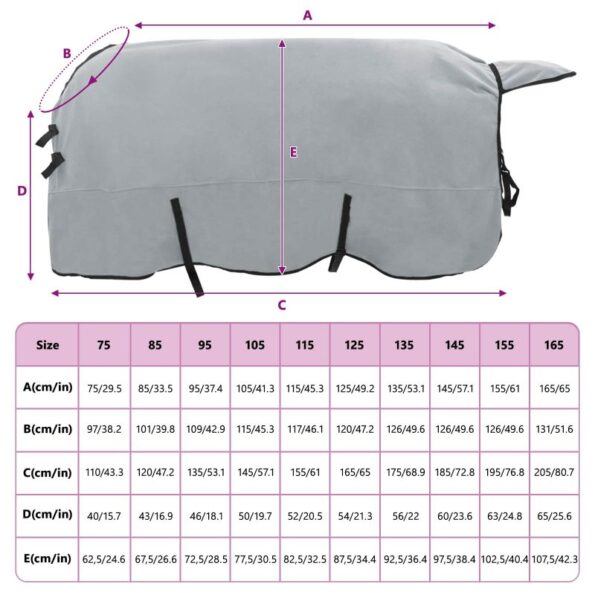 vidaXL Plášť pre kone Plná svetlošedá a ružová Polyester – Obrázok 9