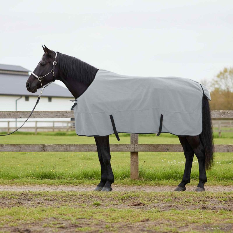 42013225_1.jpg vidaXL Plášť pre kone Plná svetlošedá a ružová 155 cm Polyester – Obrázok 1
