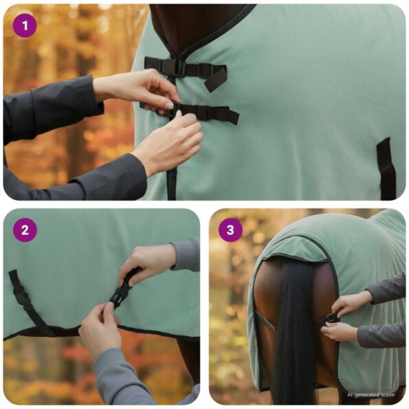 vidaXL Plášť pre kone Špeciálna zelená 75 cm Polyester – Obrázok 11