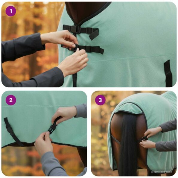 vidaXL Plášť pre kone Špeciálna zelená 165 cm Polyester – Obrázok 11
