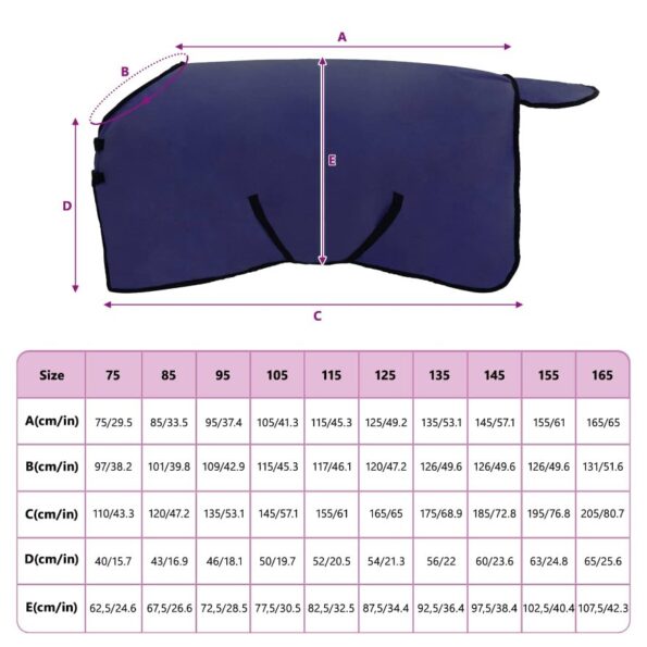 vidaXL Plášť pre kone Námornícka modrá 75 cm Polyester – Obrázok 9
