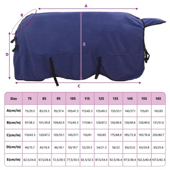vidaXL Plášť pre kone Námornícka modrá 135 cm Polyester – Obrázok 9