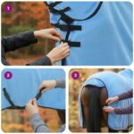 vidaXL Plášť pre kone Plný aqua Polyester – Obrázok 11