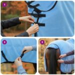 vidaXL Plášť pre kone Plný aqua Polyester – Obrázok 11