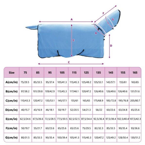 vidaXL Plášť pre kone Plný aqua Polyester – Obrázok 9