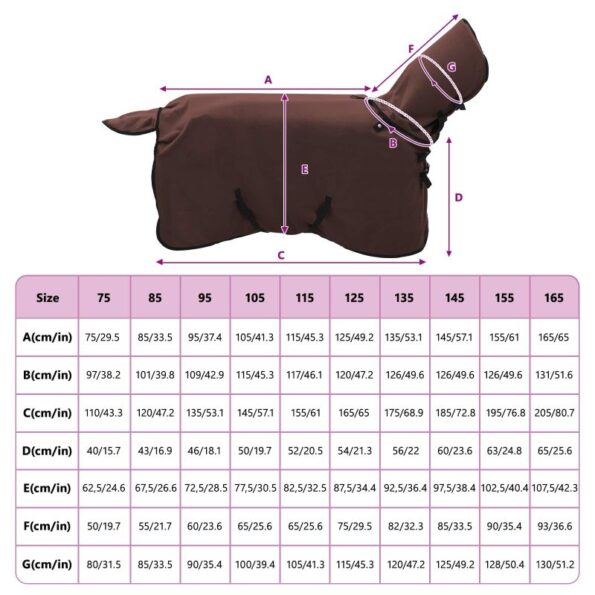 vidaXL Plášť pre kone Plná tmavohnedá 75 cm Polyester – Obrázok 9