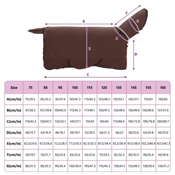 vidaXL Plášť pre kone Plná tmavohnedá 165 cm Polyester – Obrázok 9